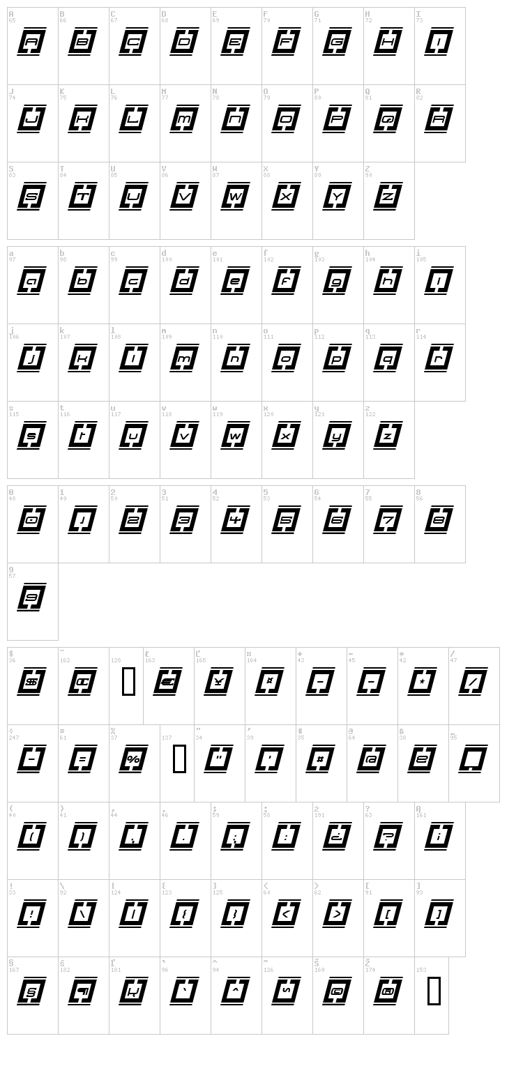 Border Base Future font map
